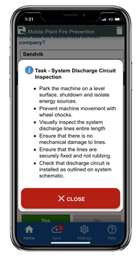 smart phone displaying 2ib inspection software safe operating procedure notice. 