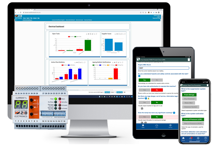 Image of desktop, tablet, phone and 2iB SC10 Relay