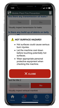 smart phone displaying 2ib inspection software form alert.