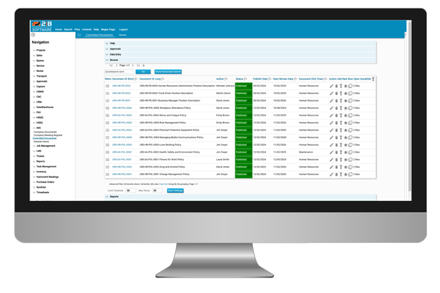 2iB Document management software on desktop computer monitor